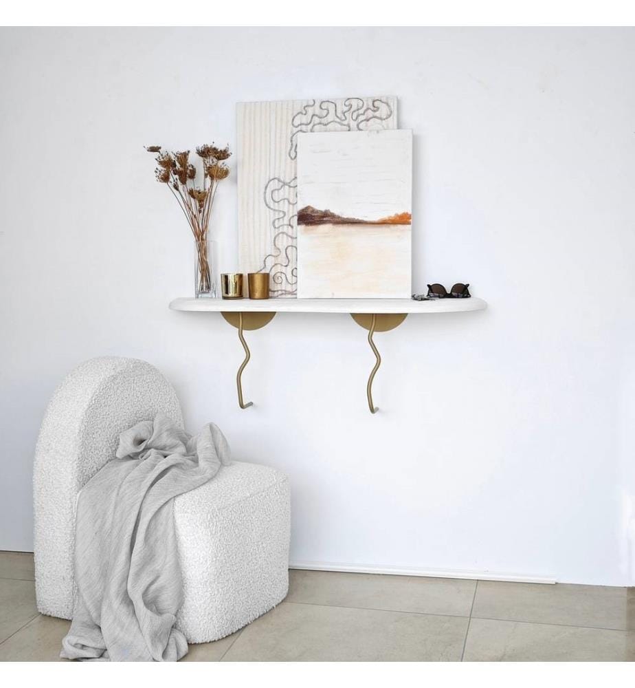 Mensola a muro, Oro, Bianco, Legno massiccio, Struttura: Metallo
