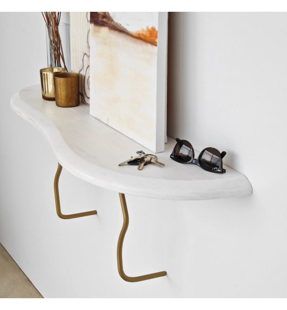 Mensola a muro, Oro, Bianco, Legno massiccio, Struttura: Metallo