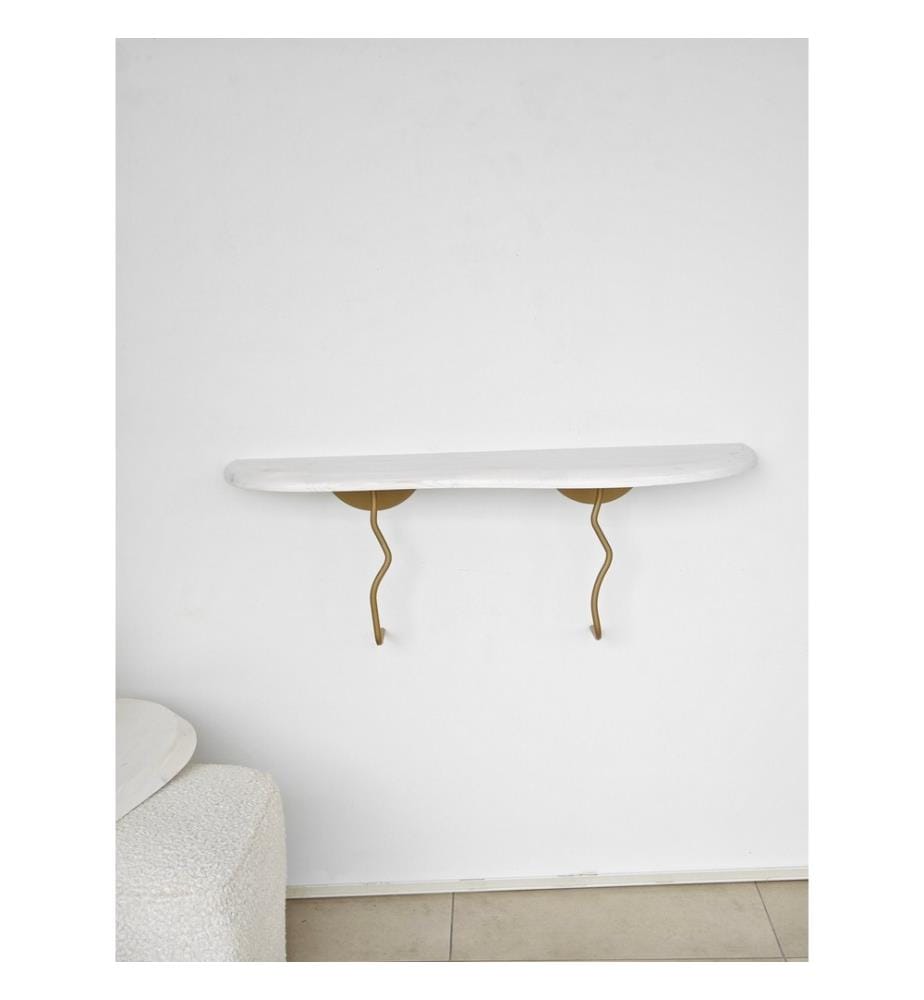 Mensola a muro, Oro, Bianco, Legno massiccio, Struttura: Metallo