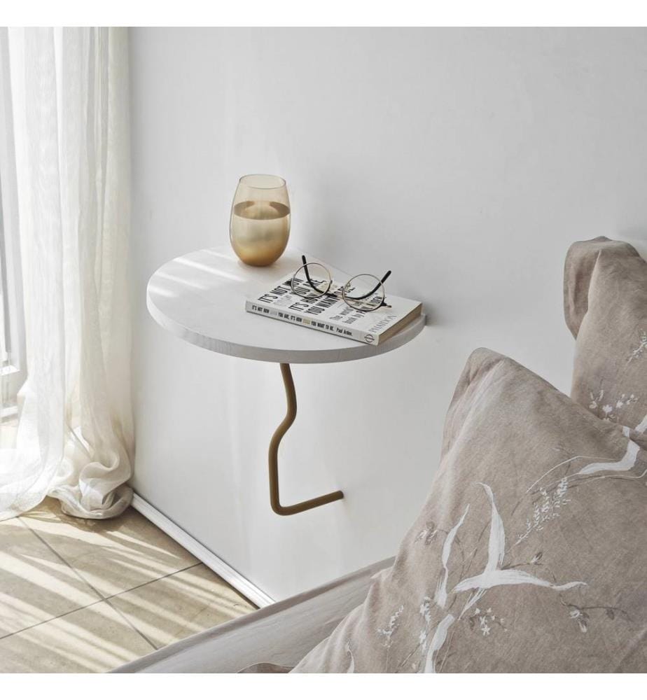 Mensola a muro, Oro, Bianco, Legno massiccio, Struttura: Metallo