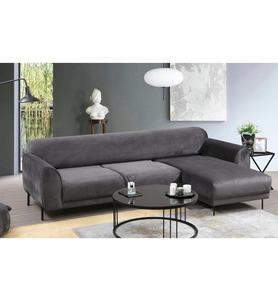 Corner Sofa-Bed, Anthracite, Beech Wood - Chipboard Frame, Polyester Fabric
