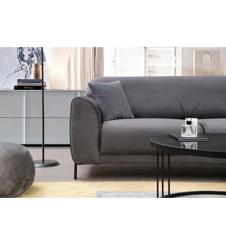 Corner Sofa-Bed, Anthracite, Beech Wood - Chipboard Frame, Polyester Fabric