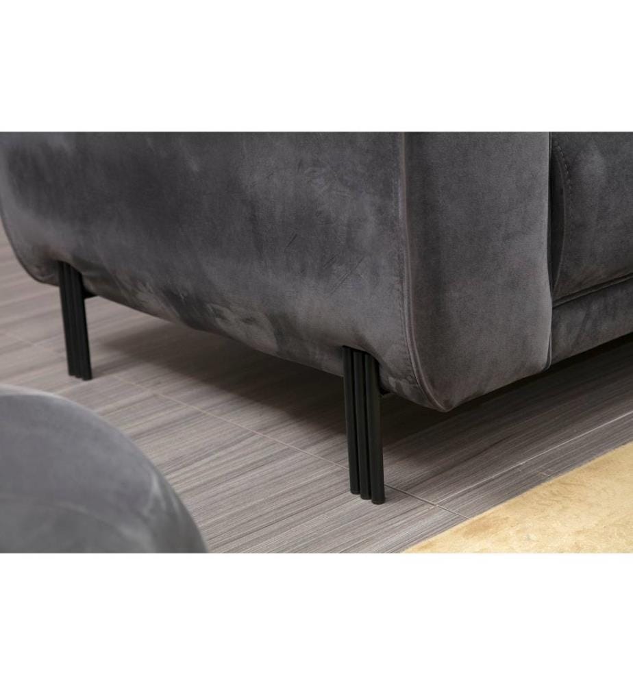 Corner Sofa-Bed, Anthracite, Beech Wood - Chipboard Frame, Polyester Fabric
