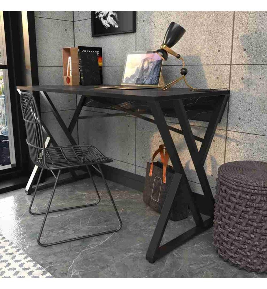 Scrivania da studio, nera, pannello in particelle rivestito in melamina