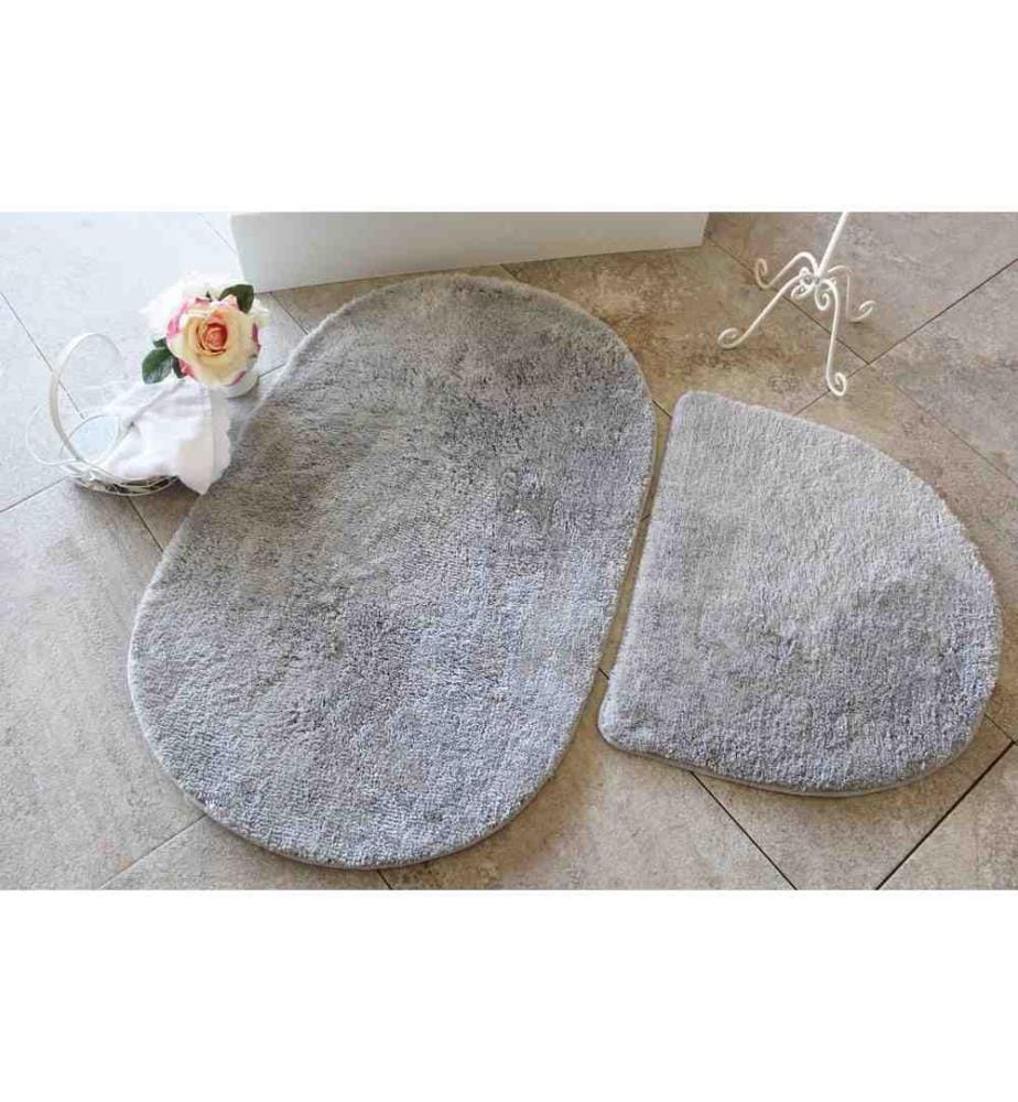 Set di tappeti da bagno, 2 pezzi, grigio, 100% acrilico
