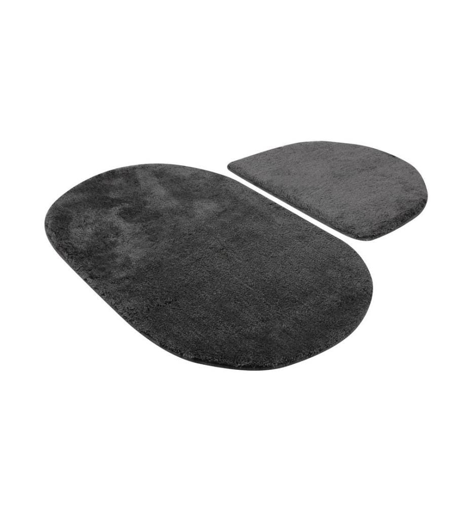 Set de tapis de bain en acrylique, 2 pièces, anthracite, 100% acrylique