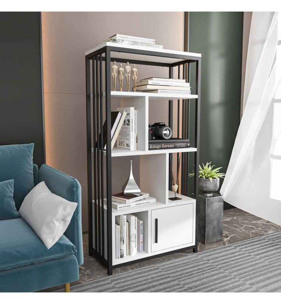 Scaffale, Bianco, Nero, Truciolato rivestito in melamina