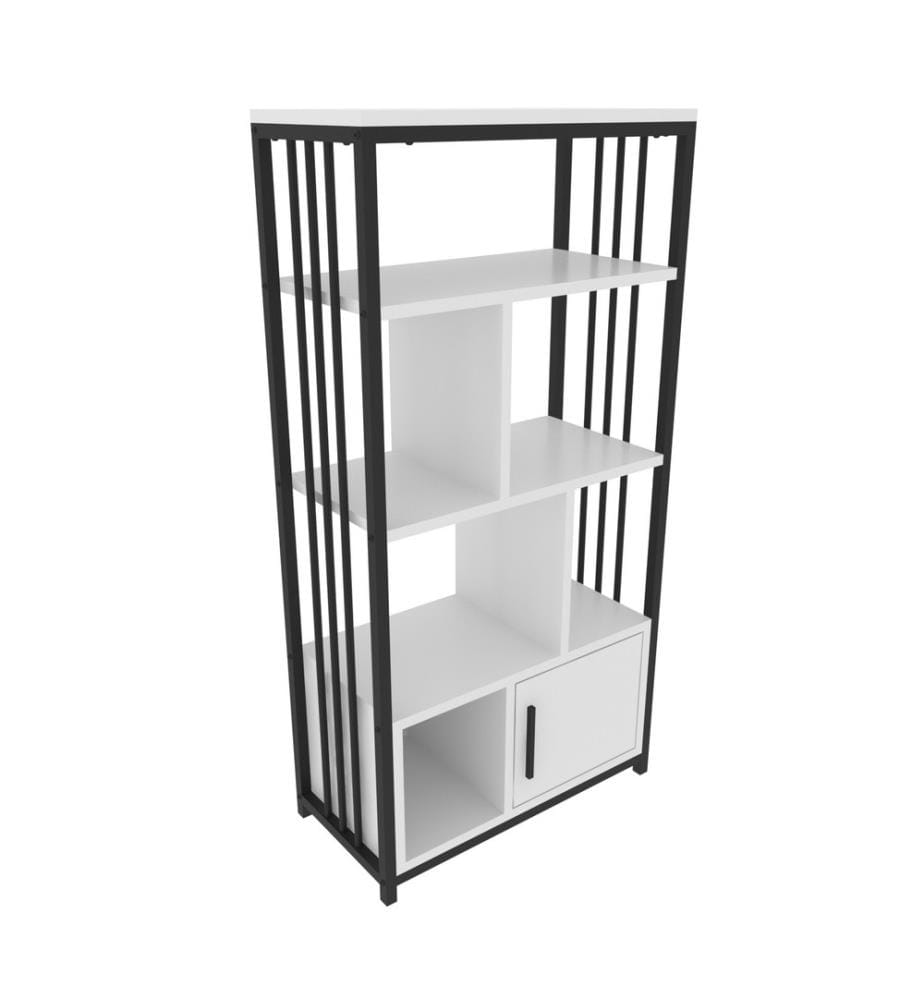 Scaffale, Bianco, Nero, Truciolato rivestito in melamina