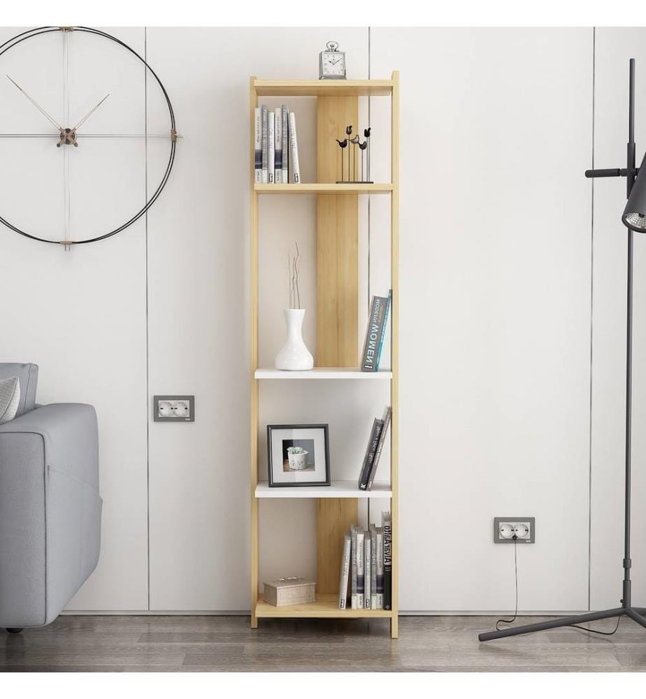 Libreria, Rovere, Bianco, Truciolato rivestito in melamina