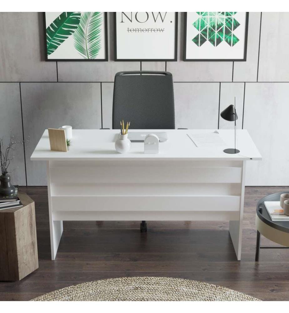 Scrivania da studio, bianco, pannello in particelle rivestito in melamina