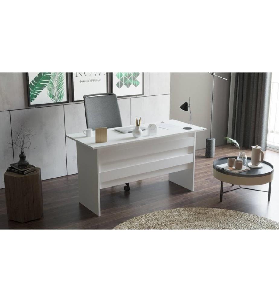Scrivania da studio, bianco, pannello in particelle rivestito in melamina