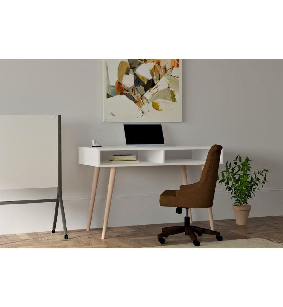 Scrivania da studio, bianco, pannello in particelle rivestito in melamina