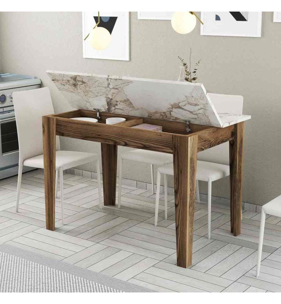 Table de cuisine, noyer blanc, panneau de particules mélaminé