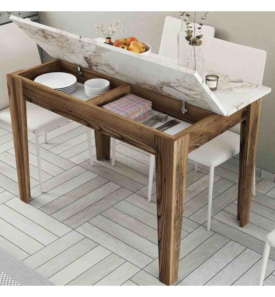 Table de cuisine, noyer blanc, panneau de particules mélaminé