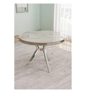 Esstisch, weisser Marmor, Chrom, 100 % lackierte Platte