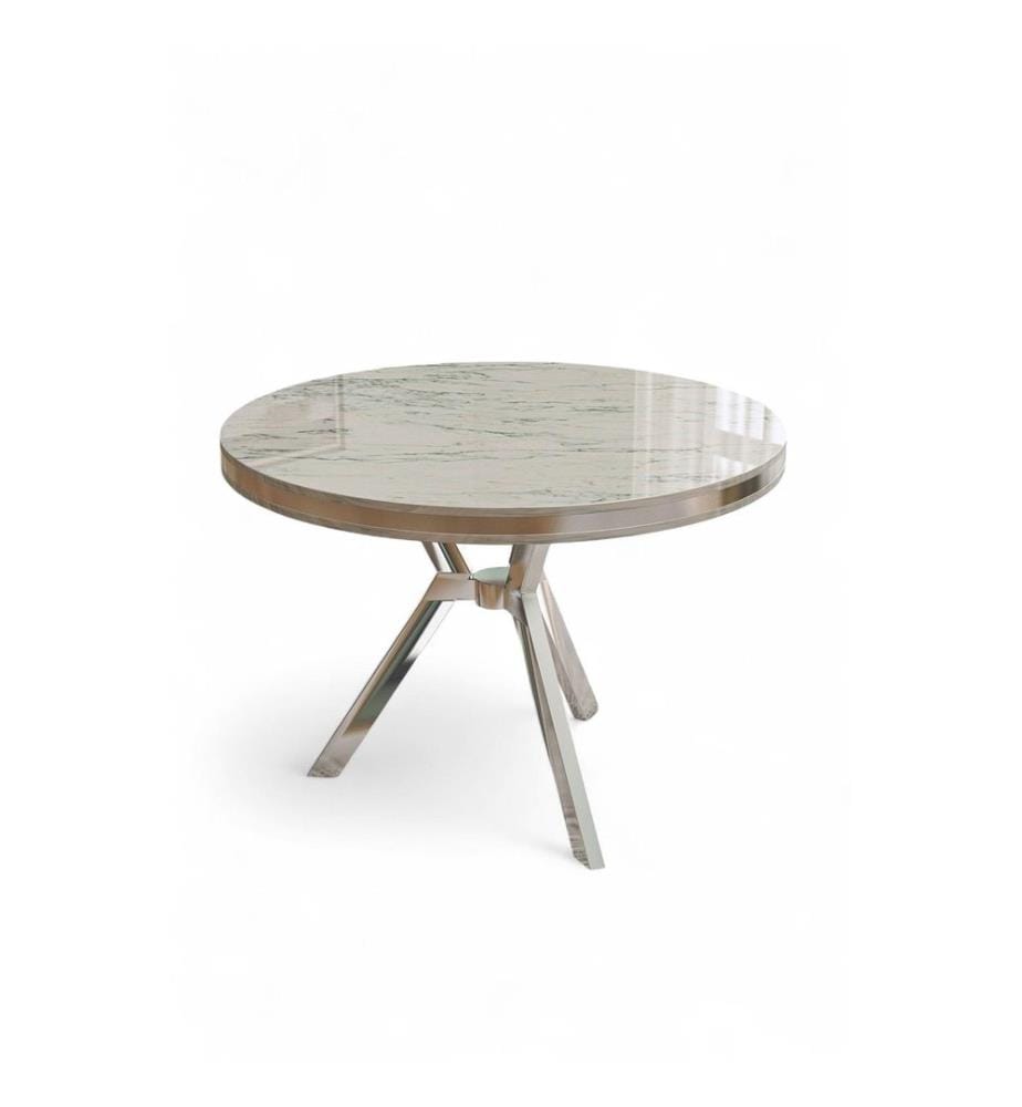 Dining Table, White Marble, Chrome, 100% LACQUER PANEL