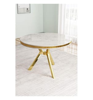 Esstisch, weisser Marmor, Gold, 100 % lackierte Platte