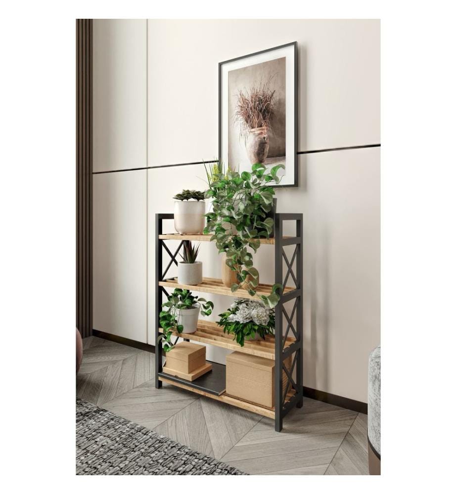 Mensola multiuso, nera, 100% PLASTICA E LEGNO