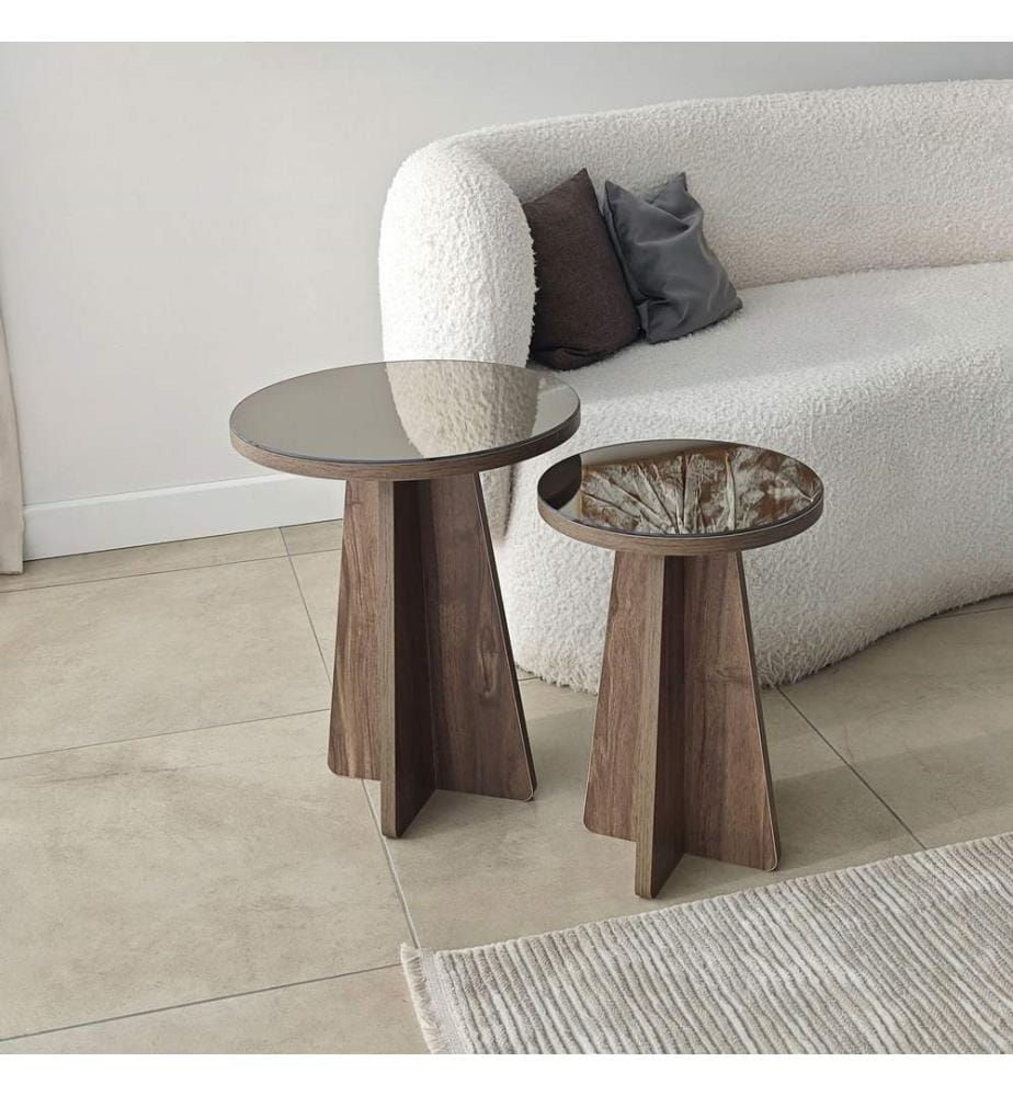Set de table d'appoint, bronze, noyer, 100 % panneau de particules mélaminé