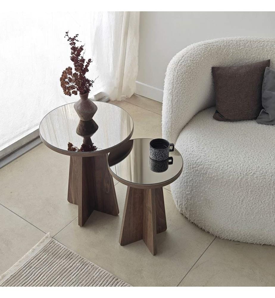 Set de table d'appoint, bronze, noyer, 100 % panneau de particules mélaminé