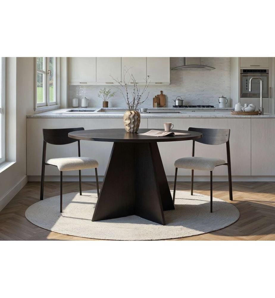 Table de salle à manger, bois, noir, 100 % panneau de particules mélaminé