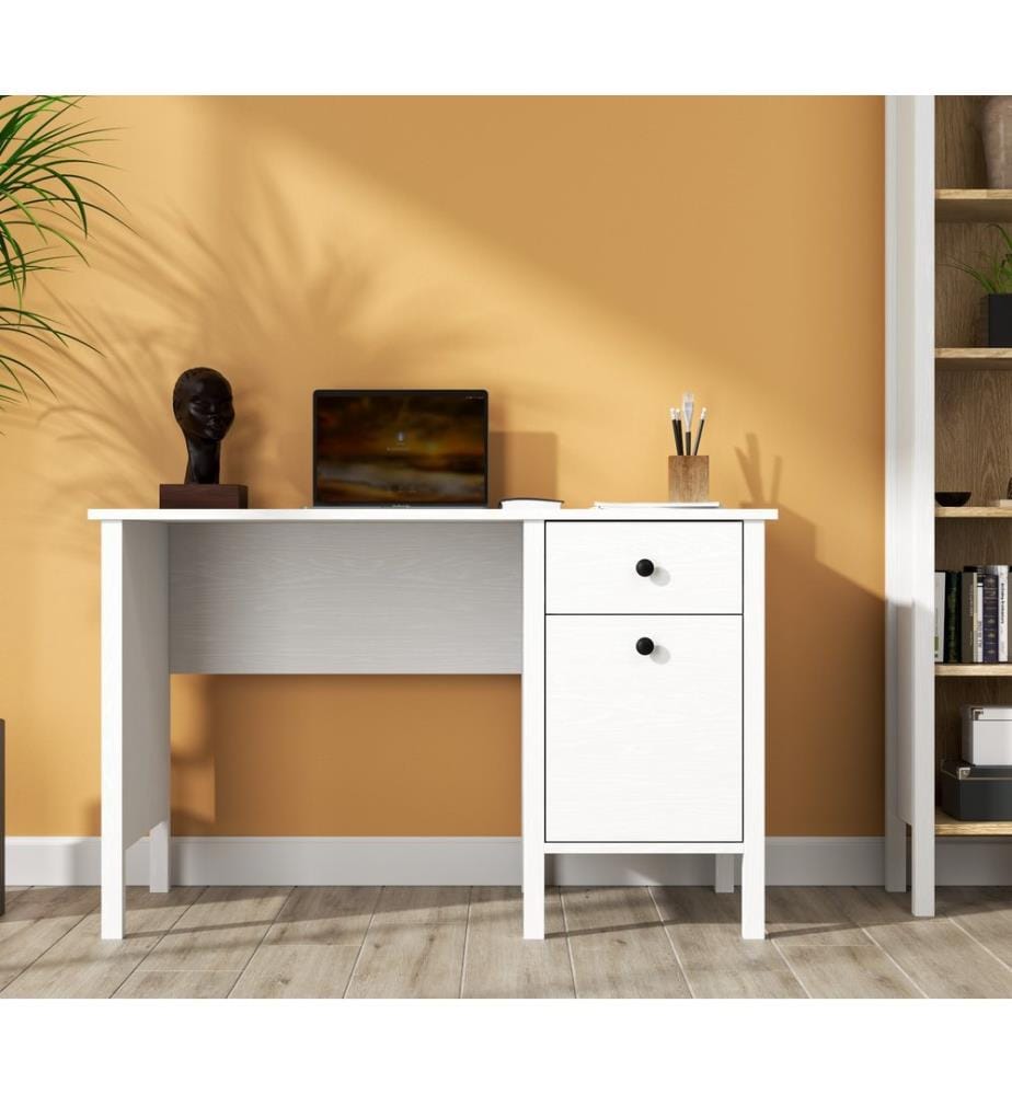 Bureau, bois, blanc, 100 % panneau de particules mélaminé