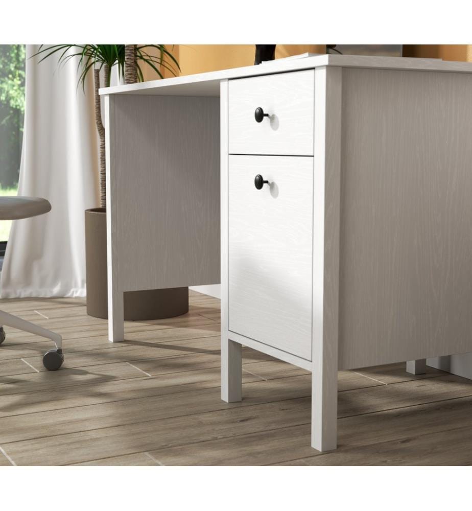 Bureau, bois, blanc, 100 % panneau de particules mélaminé