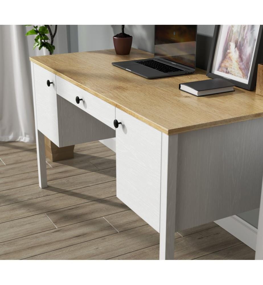 Bureau, bois, blanc, 100 % panneau de particules mélaminé