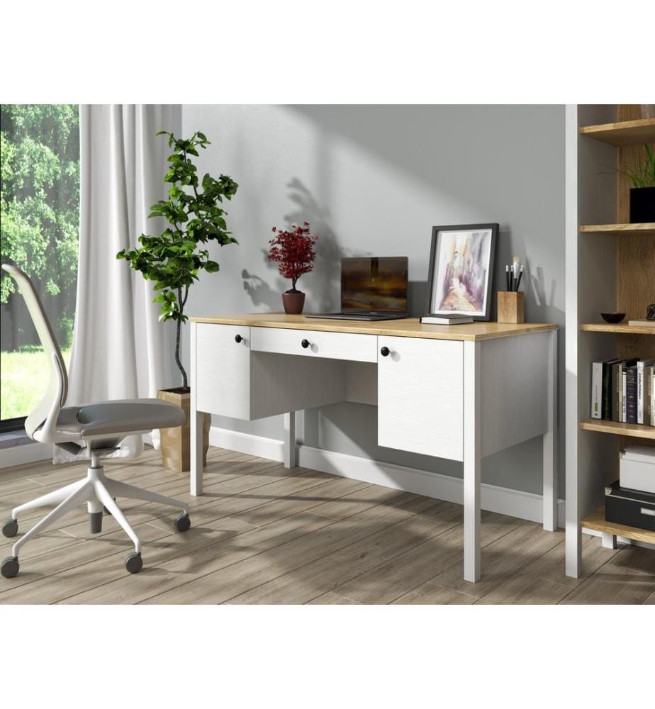 Bureau, bois, blanc, 100 % panneau de particules mélaminé