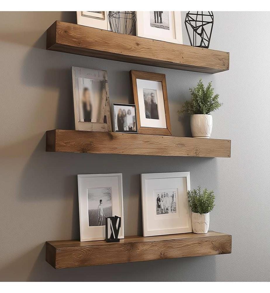 Dekoratives Wandregal aus Holz, 100 % Massivholz
