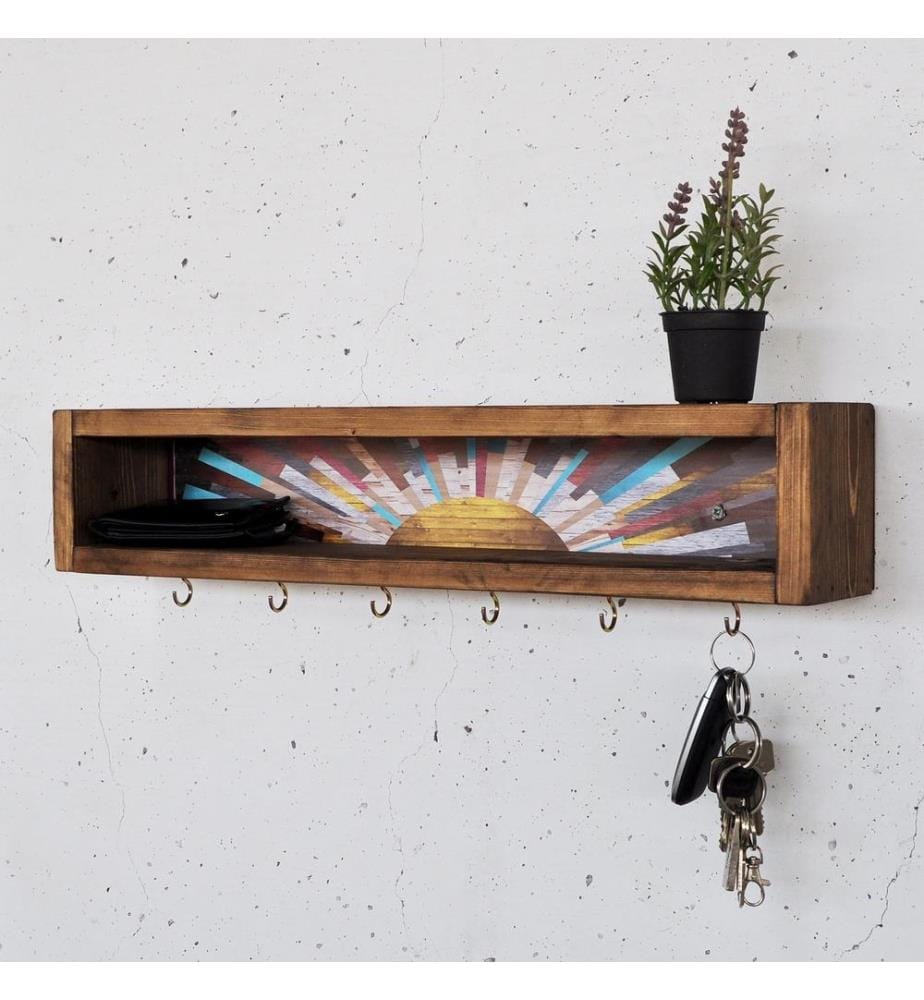 Dekoratives Wandregal aus Holz, 100 % Massivholz