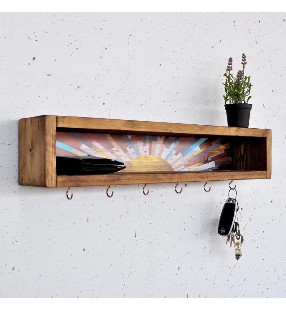 Dekoratives Wandregal aus Holz, 100 % Massivholz
