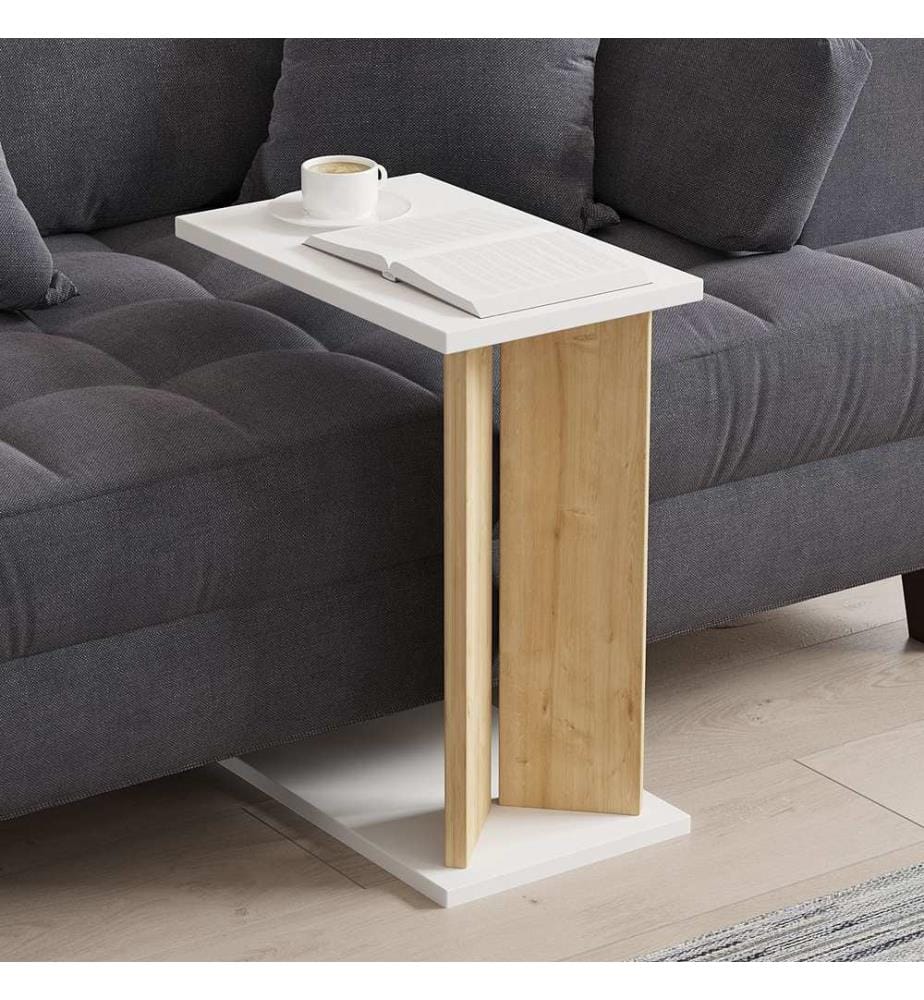 Table d'appoint, chêne saphir, blanc, 100 % panneau de particules mélaminé