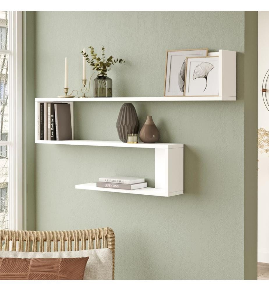 Étagère murale, blanc, 100 % panneau de particules mélaminé