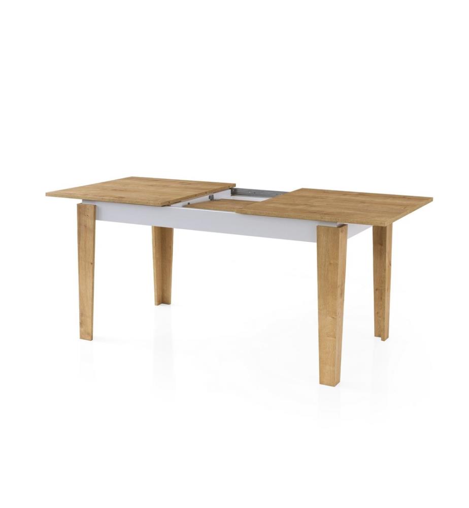 Table de salle à manger extensible, chêne, blanc, 100 % panneau de particules mélaminé