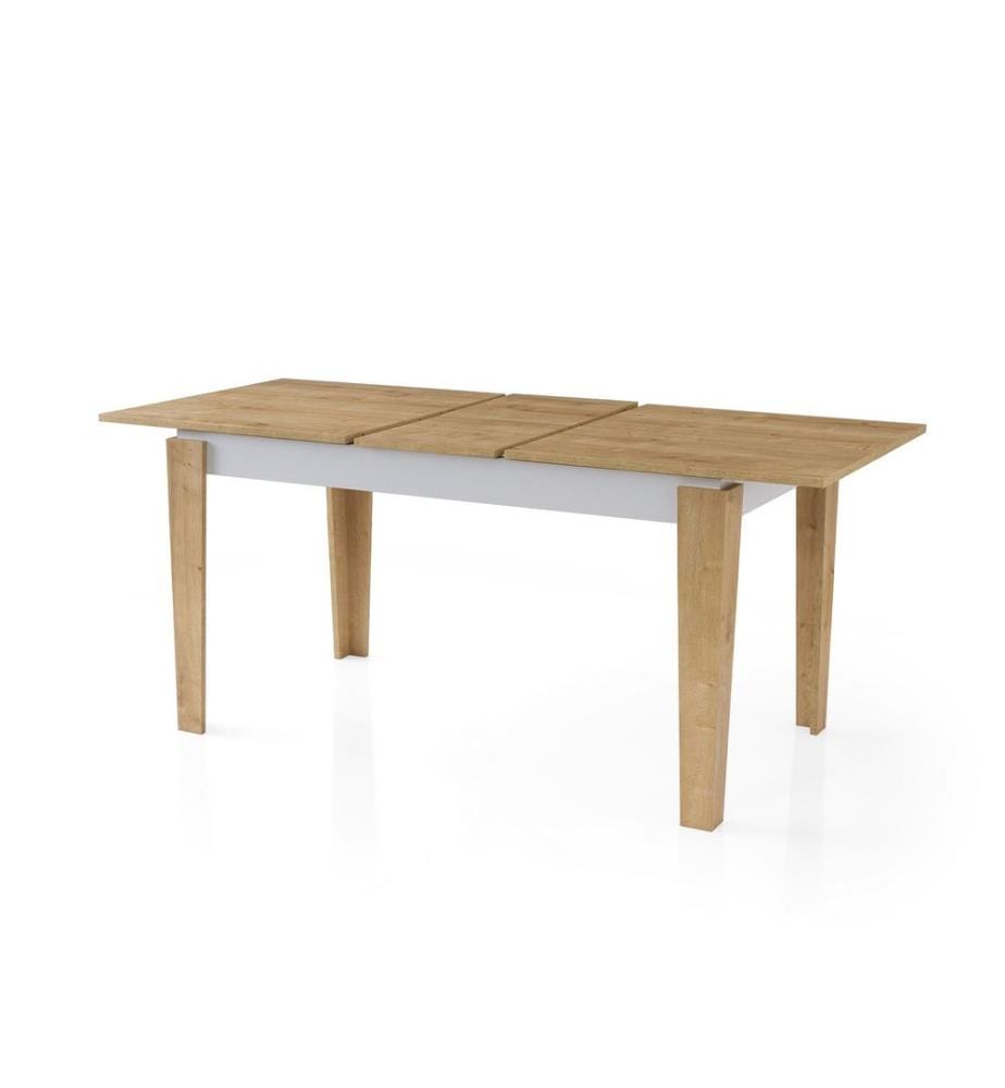 Table de salle à manger extensible, chêne, blanc, 100 % panneau de particules mélaminé