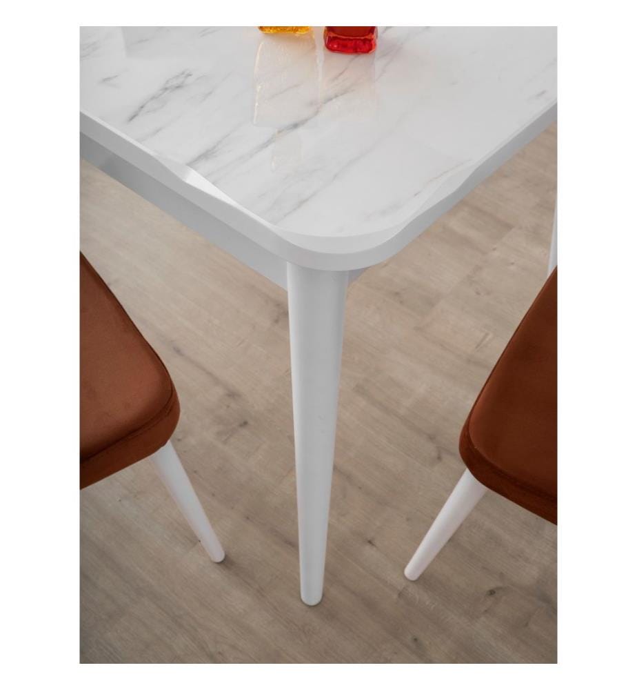 Table de salle à manger extensible, blanc, 100 % panneau de fibres mélaminé