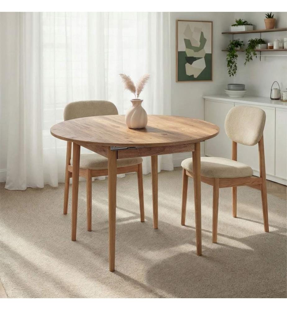 Table de salle à manger extensible, pin atlantique, 100 % panneau de particules mélaminé