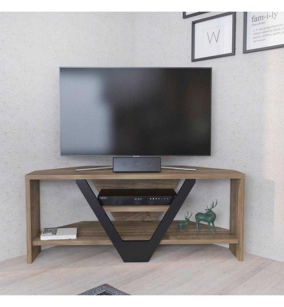 Élément TV, noyer, noir, panneau de particules mélaminé