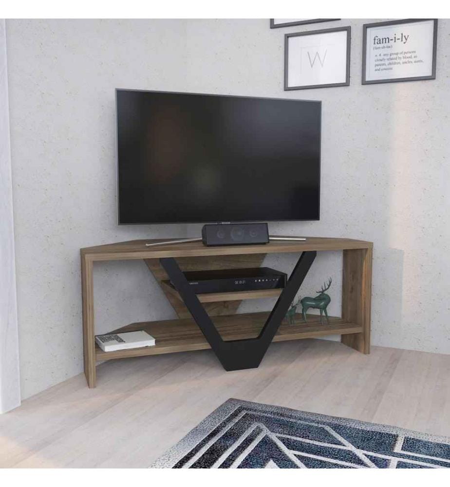 Élément TV, noyer, noir, panneau de particules mélaminé