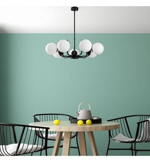 Lampadario, nero, STRUTTURA IN METALLO, cappuccio in vetro