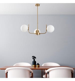 Lampadario, oro, CORPO IN METALLO, cappuccio in vetro