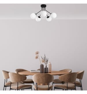 Lampadario, nero, STRUTTURA IN METALLO, cappuccio in vetro