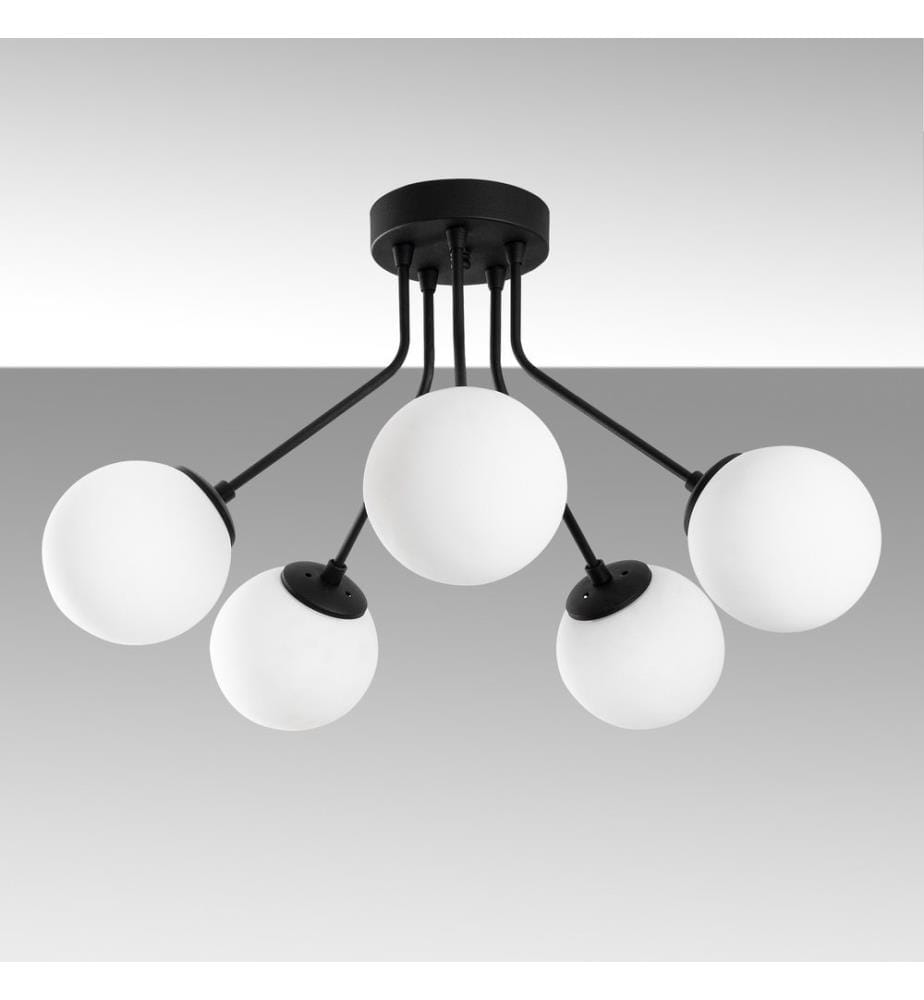 Kronleuchter, Schwarz, Metallkörper, Glaskappe