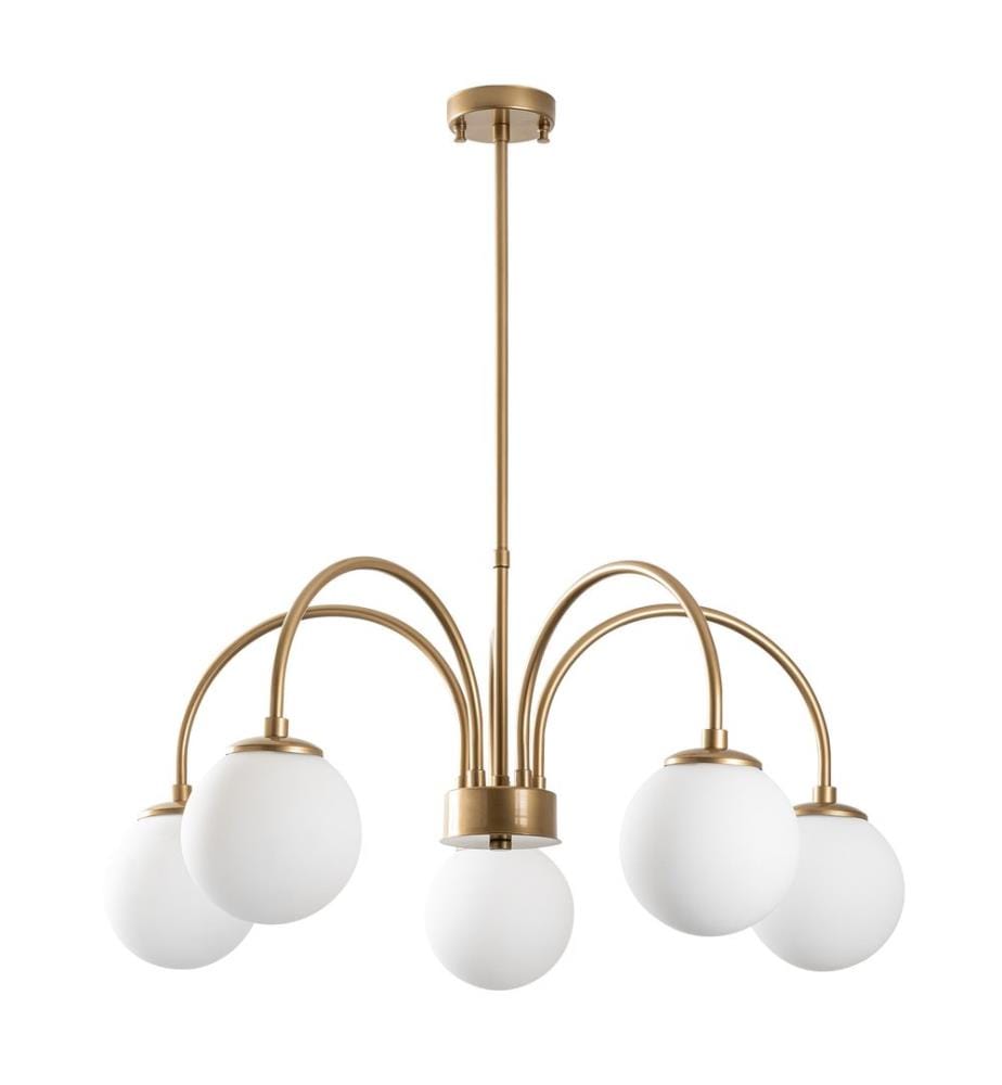 Kronleuchter, Gold, Metallkörper, Glaskappen