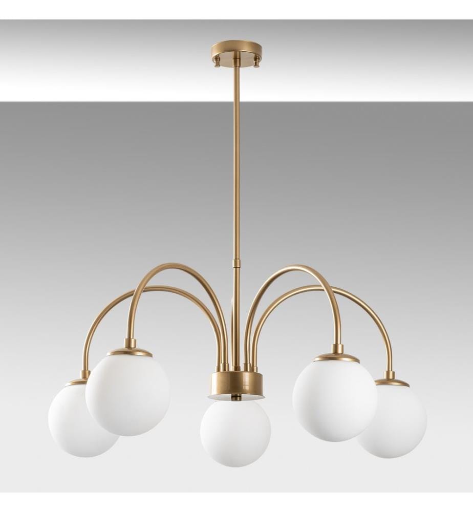 Kronleuchter, Gold, Metallkörper, Glaskappen