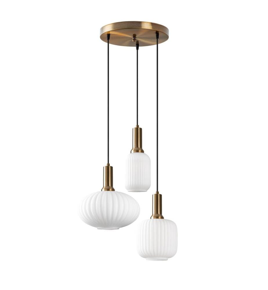 Kronleuchter, Gold, Metallkörper, Glaskappen