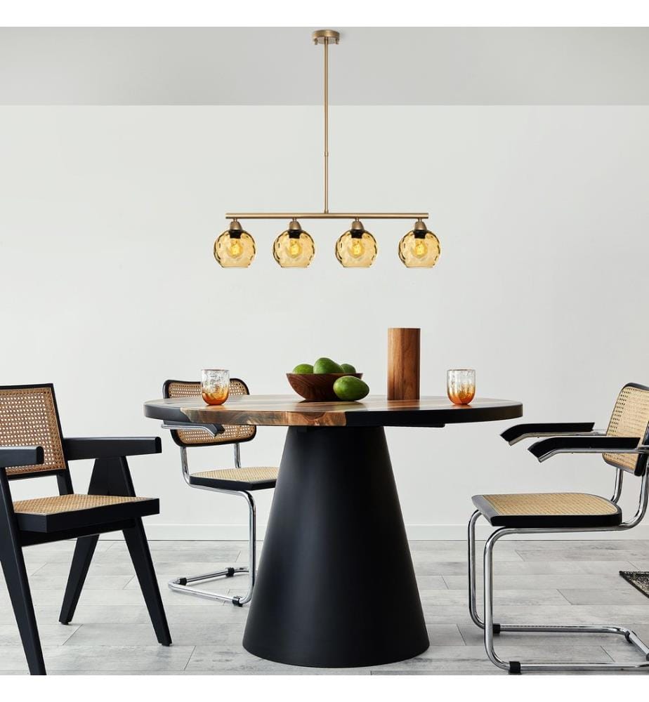Kronleuchter, Gold, Metallkörper, Glaskappen