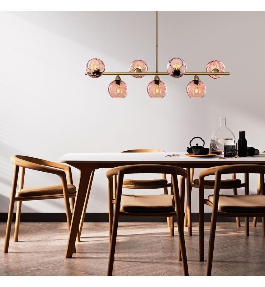 Kronleuchter, Gold, Metallkörper, Glaskappen