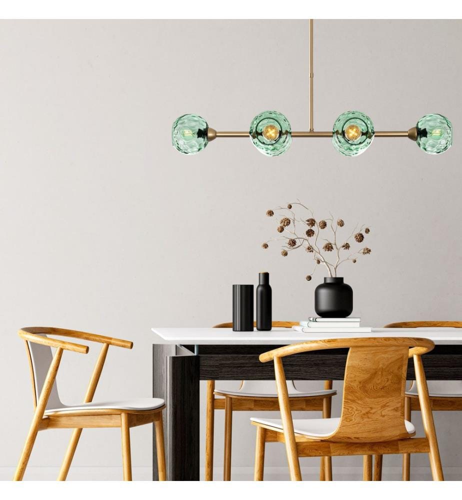 Kronleuchter, Gold, Metallkörper, Glaskappen